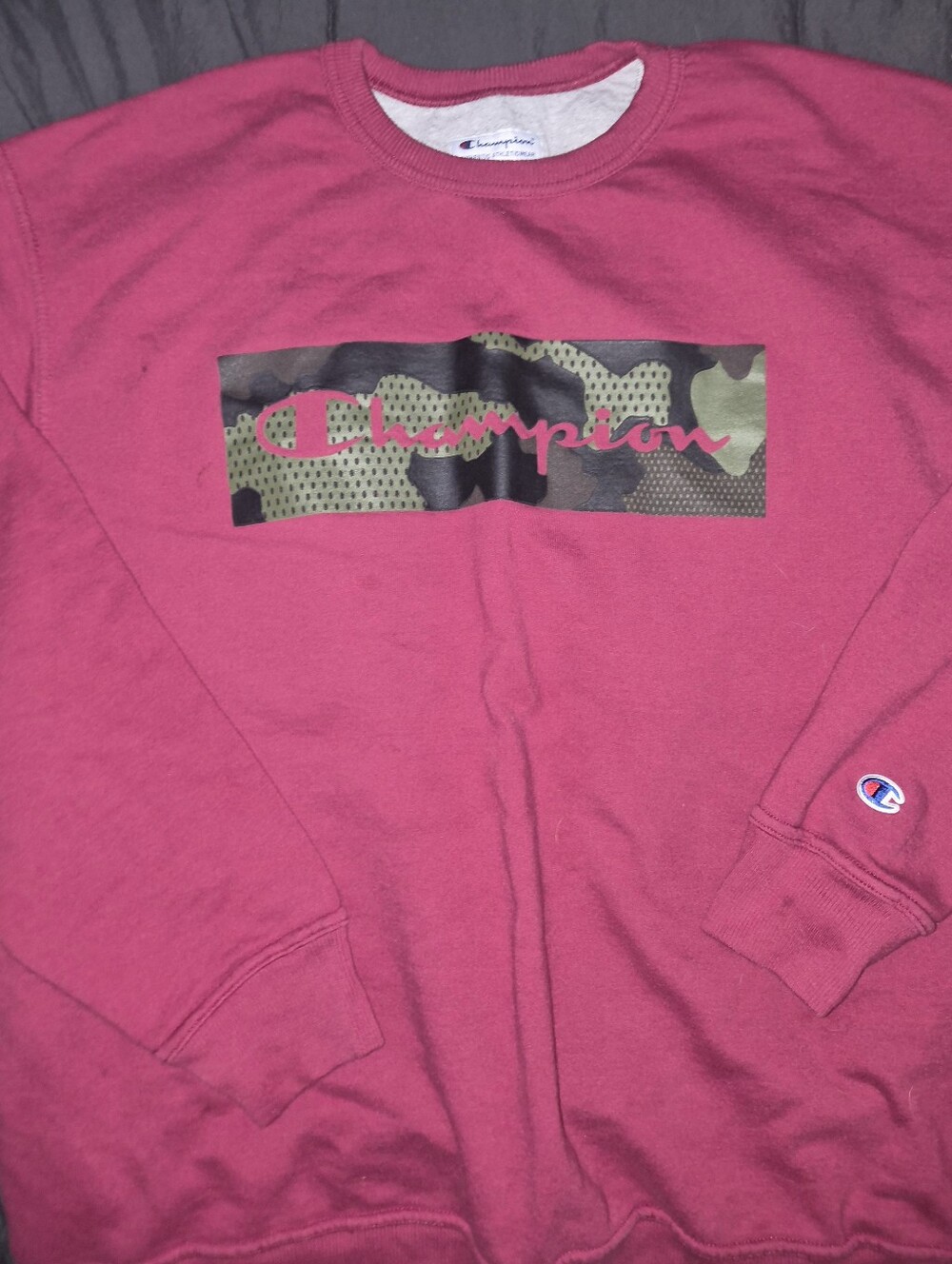 Champion Sweater Men XXL Spell out Red Sweatshirt Crewneck Pullover Cotton